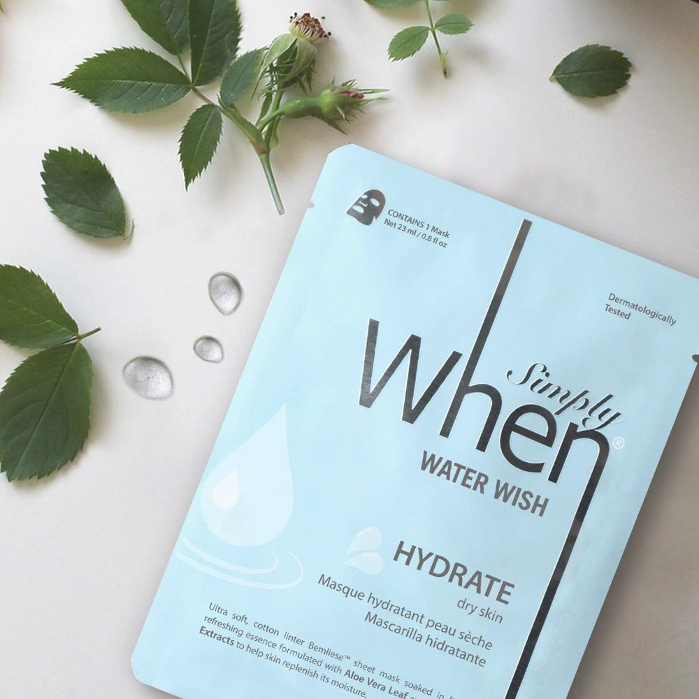 Simply When-Water Wish Hydrate Ultra-Soft Cotton Linen Sheet Mask-5 PACK